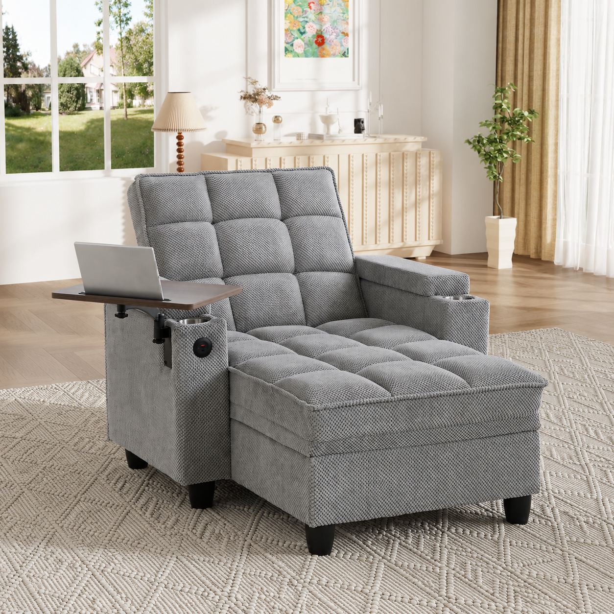 KCGKCG 42" Sleeper Sofa Bed - Adjustable Backrest & Storage angle 1