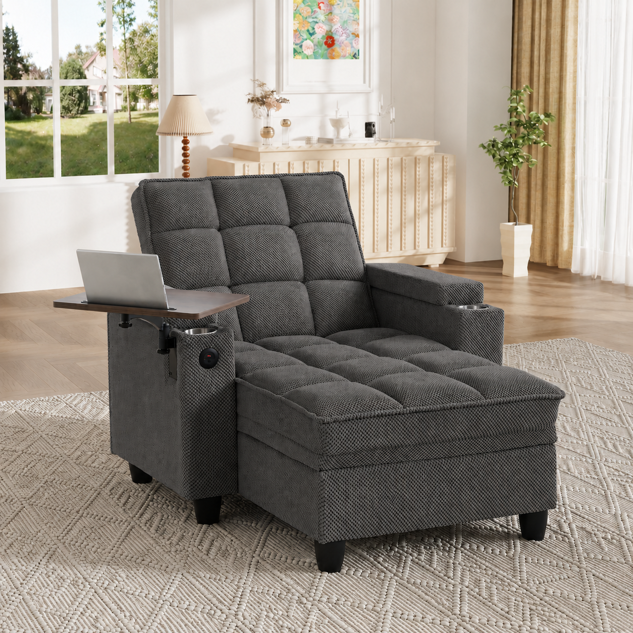 KCGKCG 42" Sleeper Sofa Bed - Adjustable Backrest & Storage angle 2