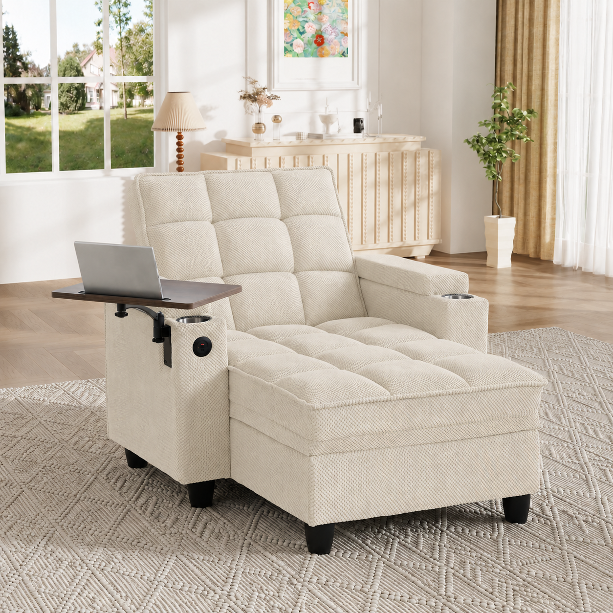 KCGKCG 42" Sleeper Sofa Bed - Adjustable Backrest & Storage angle 3
