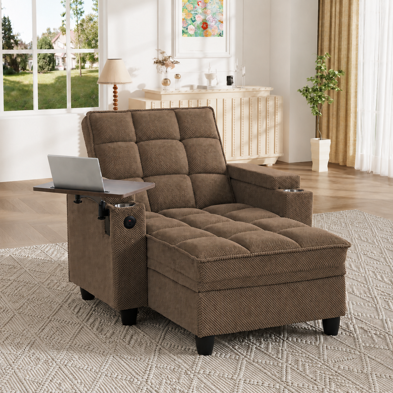 KCGKCG 42" Sleeper Sofa Bed - Adjustable Backrest & Storage angle 4