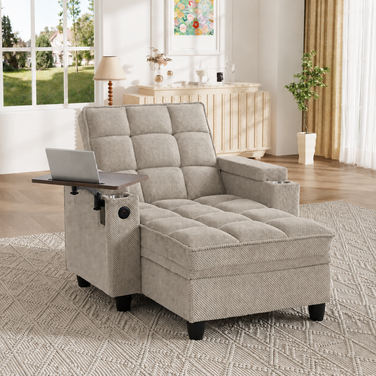 KCGKCG 42" Sleeper Sofa Bed - Adjustable Backrest & Storage angle 5