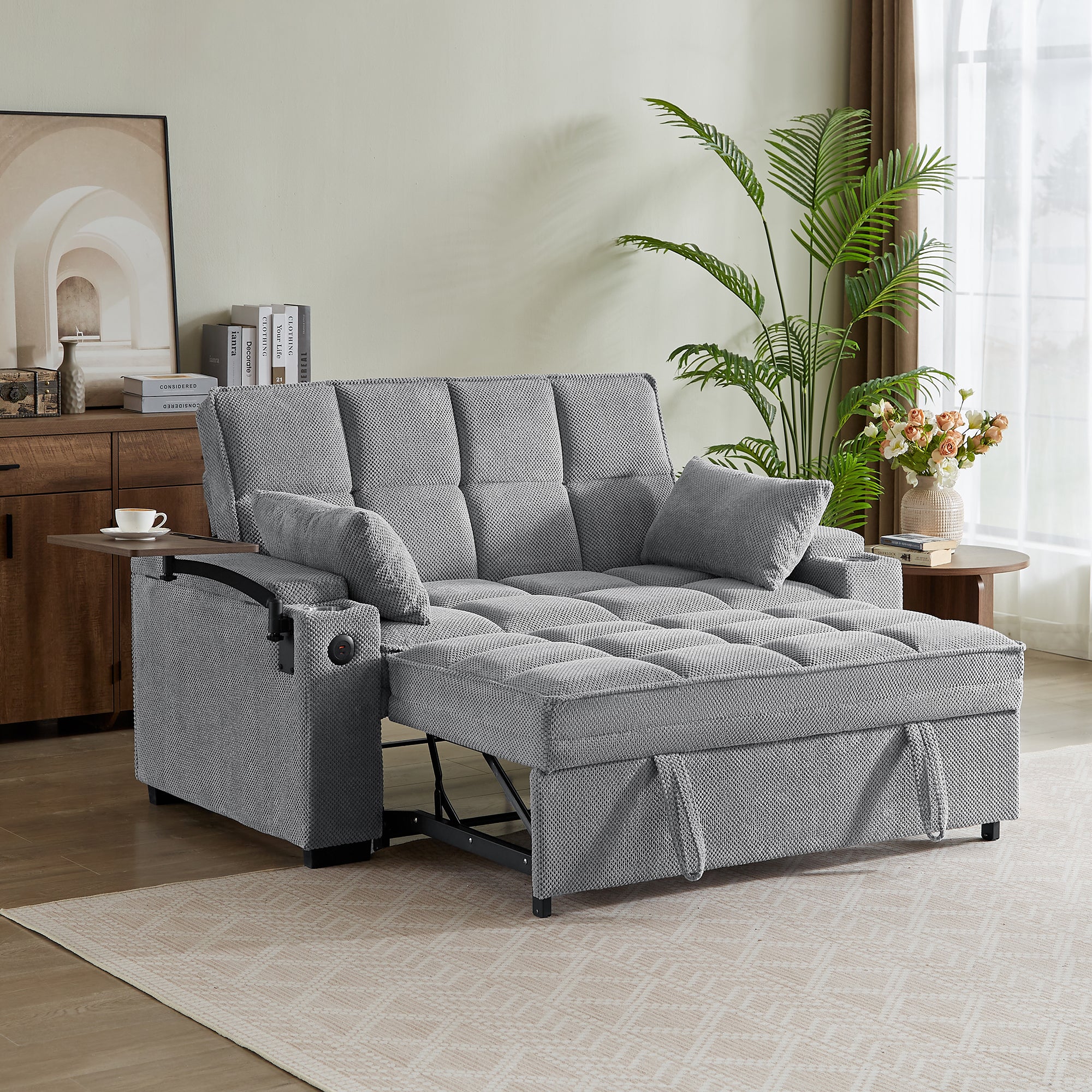 KCGKCG 65" Pull Out Sleeper Sofa Bed - Adjustable Backrest angle 1