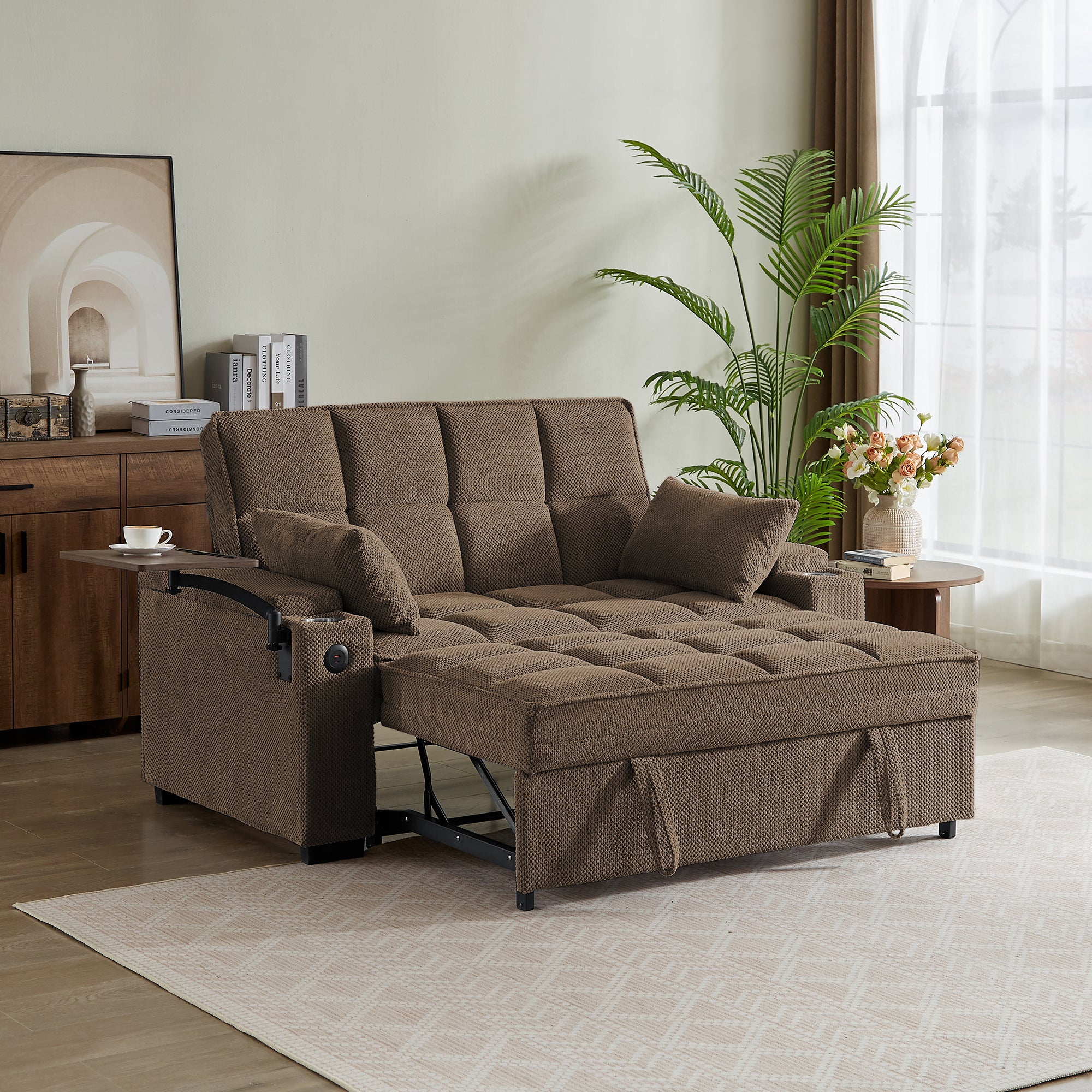 KCGKCG 65" Pull Out Sleeper Sofa Bed - Adjustable Backrest angle 2
