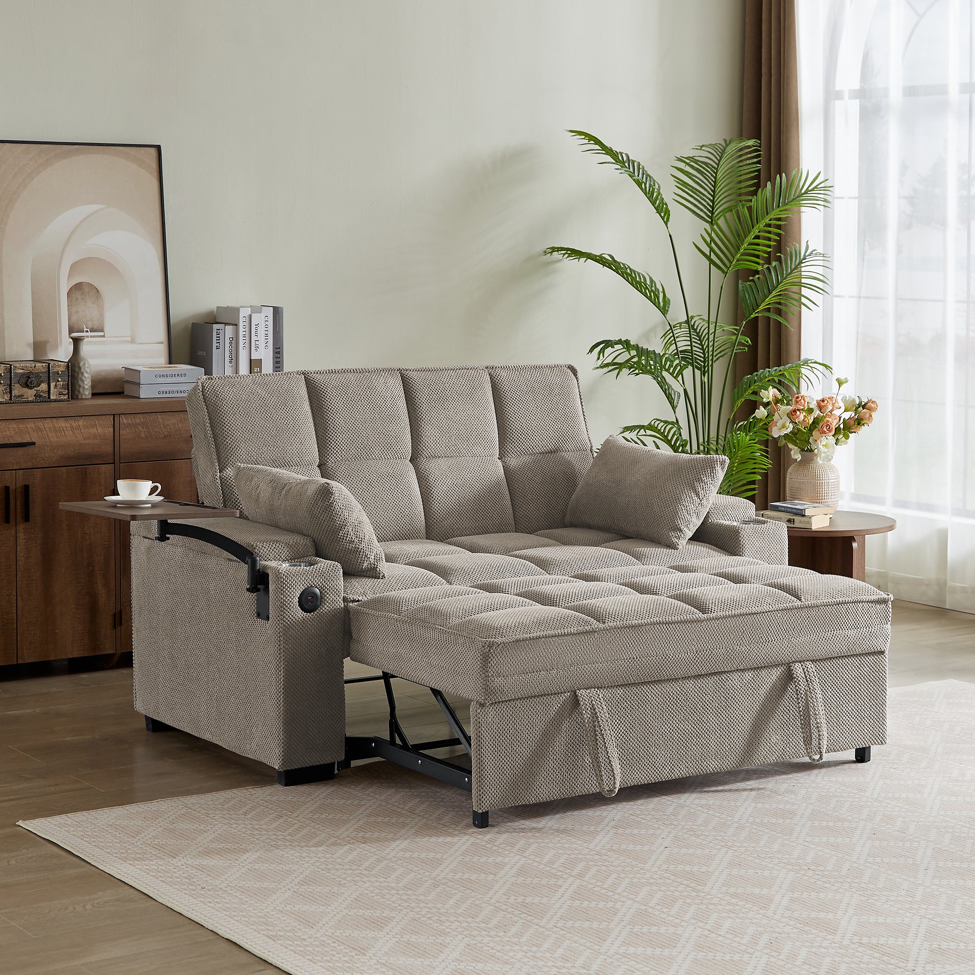 KCGKCG 65" Pull Out Sleeper Sofa Bed - Adjustable Backrest angle 3